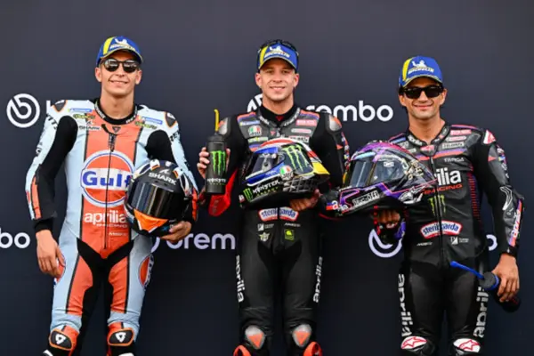 The lap record, the highest speed, and an all-Aprilia front row: words from the top 3