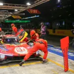How a Ferrari pit stop takes place seen from the Le Mans box