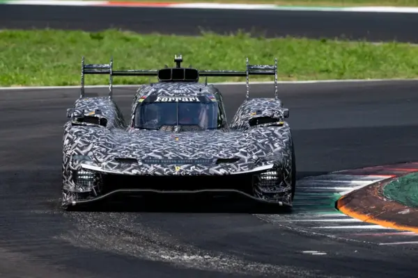 Ferrari 499P on track at Monza for development testing for the future