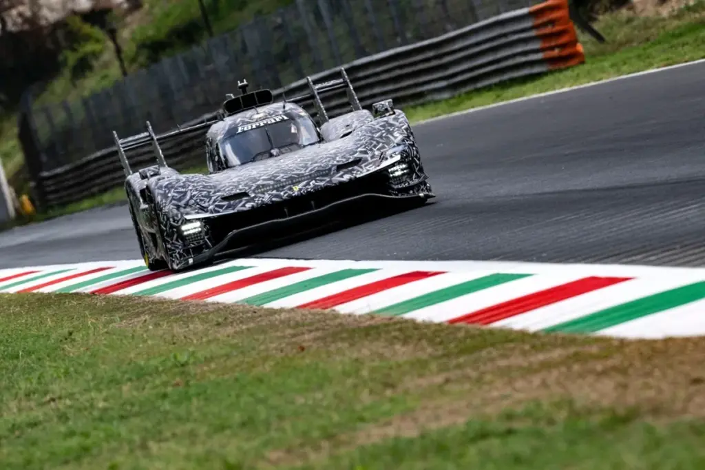Ferrari 499P on track at Monza for development testing for the future