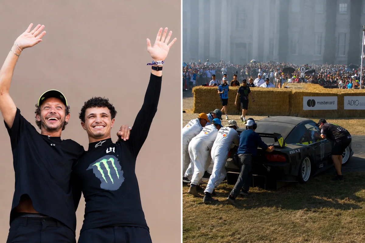 He has burnout and... gets stuck: laughter and embarrassment for Lando Norris with Valentino at Goodwood – VIDEO