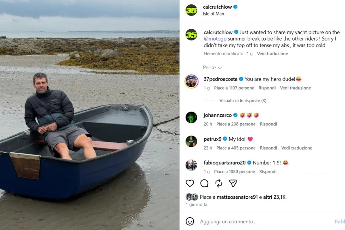 Crutchlow mocks – some – colleagues: “Here is my yacht, sorry if I don't show my abs, but it's cold”