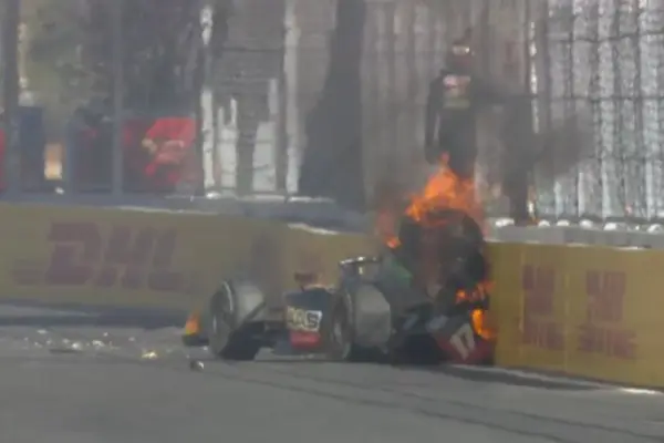 Madring, it starts with a bang: bad accident, with fire, in F2 testing but driver unharmed