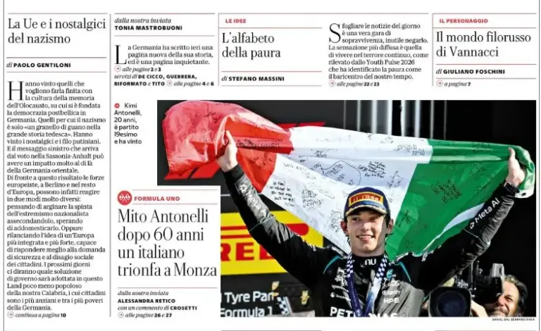 Antonelli enchants Italy: the front pages are all about him