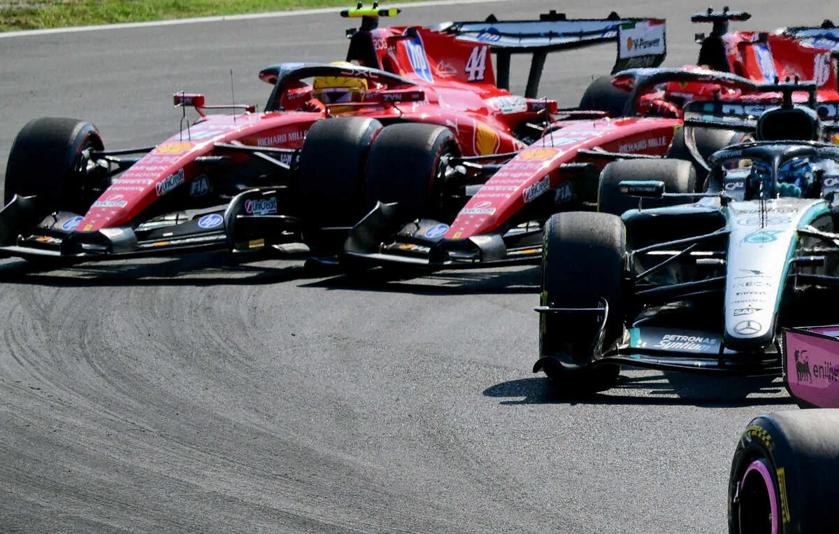 Leclerc ‘parks’ Hamilton in the gravel at the First Corner at the start: “He pushed me out”