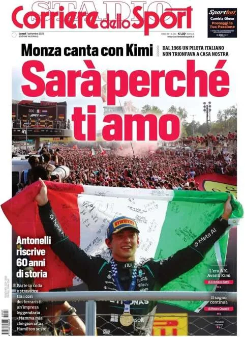 Antonelli enchants Italy: the front pages are all about him