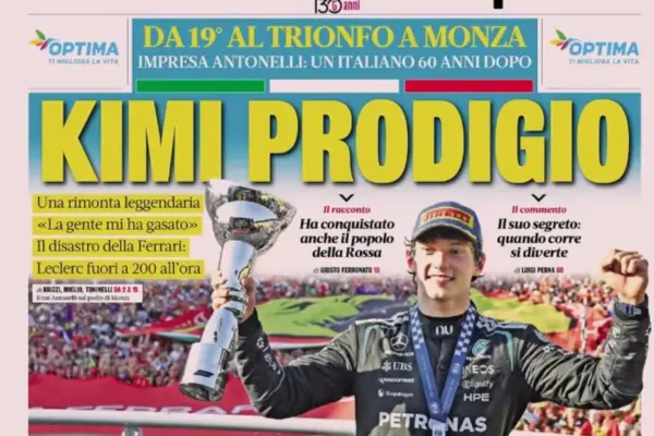 Antonelli enchants Italy: the front pages are all about him