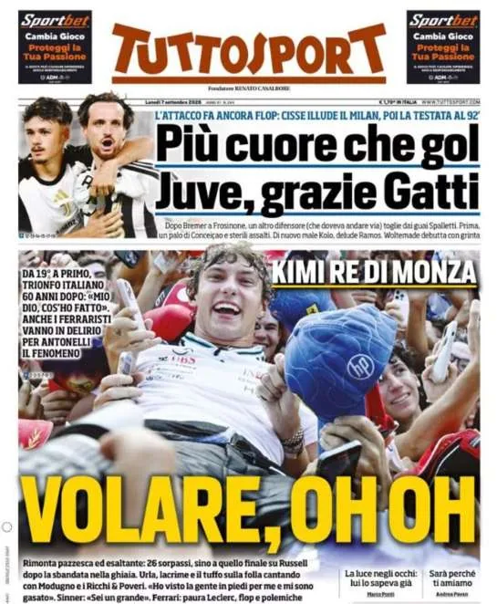 Antonelli enchants Italy: the front pages are all about him